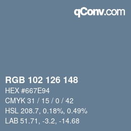 Color code: RGB 102 126 148 | qconv.com