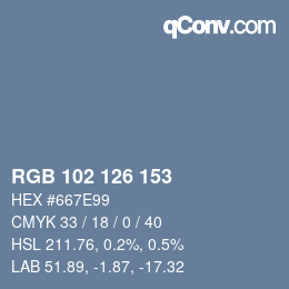 Color code: RGB 102 126 153 | qconv.com