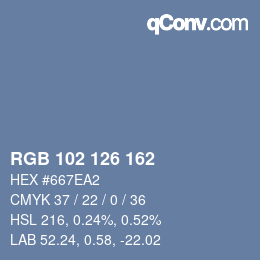 Color code: RGB 102 126 162 | qconv.com