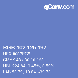 カラーコード: RGB 102 126 197 | qconv.com