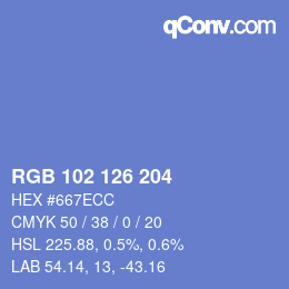 Color code: RGB 102 126 204 | qconv.com