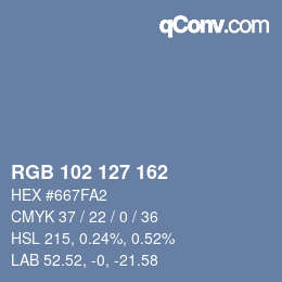 Color code: RGB 102 127 162 | qconv.com
