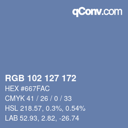 Color code: RGB 102 127 172 | qconv.com