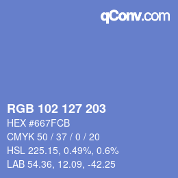 Color code: RGB 102 127 203 | qconv.com