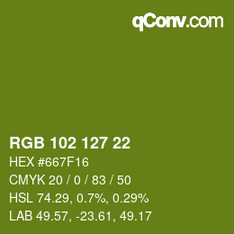 Color code: RGB 102 127 22 | qconv.com