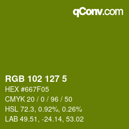 Color code: RGB 102 127 5 | qconv.com