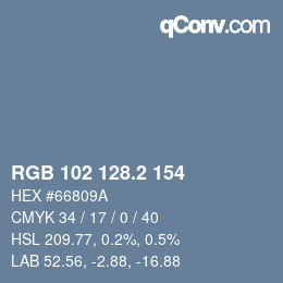 カラーコード: RGB 102 128.2 154 | qconv.com