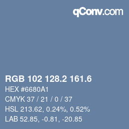 カラーコード: RGB 102 128.2 161.6 | qconv.com