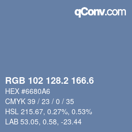カラーコード: RGB 102 128.2 166.6 | qconv.com