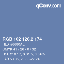 カラーコード: RGB 102 128.2 174 | qconv.com