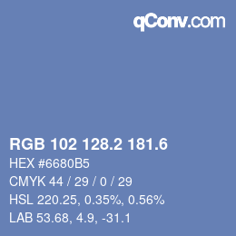 カラーコード: RGB 102 128.2 181.6 | qconv.com
