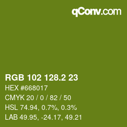 カラーコード: RGB 102 128.2 23 | qconv.com