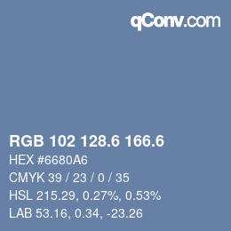 カラーコード: RGB 102 128.6 166.6 | qconv.com