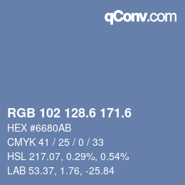 カラーコード: RGB 102 128.6 171.6 | qconv.com