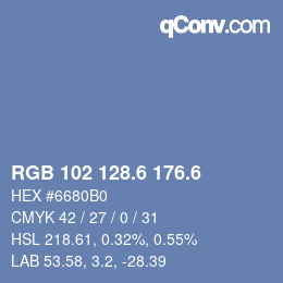 カラーコード: RGB 102 128.6 176.6 | qconv.com