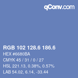 カラーコード: RGB 102 128.6 186.6 | qconv.com