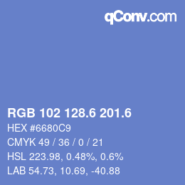 カラーコード: RGB 102 128.6 201.6 | qconv.com