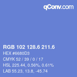カラーコード: RGB 102 128.6 211.6 | qconv.com