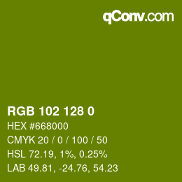 Color code: RGB 102 128 0 | qconv.com