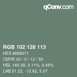 Color code: RGB 102 128 113 | qconv.com