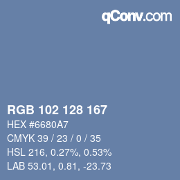 Color code: RGB 102 128 167 | qconv.com