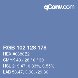 颜色代码: RGB 102 128 178 | qconv.com