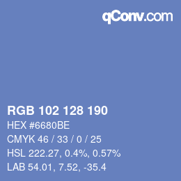 カラーコード: RGB 102 128 190 | qconv.com