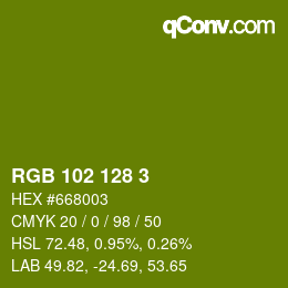 Farbcode: RGB 102 128 3 | qconv.com
