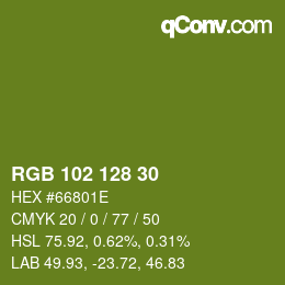 颜色代码: RGB 102 128 30 | qconv.com