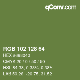 Color code: RGB 102 128 64 | qconv.com