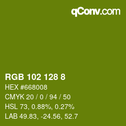 Color code: RGB 102 128 8 | qconv.com