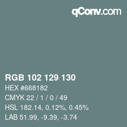 Color code: RGB 102 129 130 | qconv.com