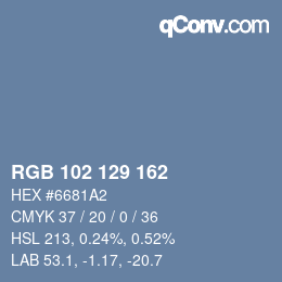 Color code: RGB 102 129 162 | qconv.com