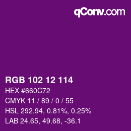 Color code: RGB 102 12 114 | qconv.com