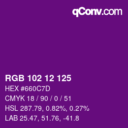 Color code: RGB 102 12 125 | qconv.com