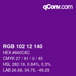 Color code: RGB 102 12 140 | qconv.com