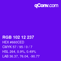 Color code: RGB 102 12 237 | qconv.com