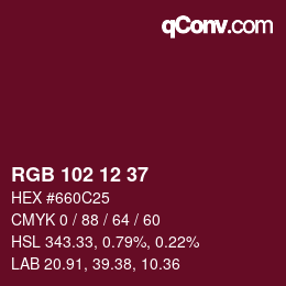Color code: RGB 102 12 37 | qconv.com