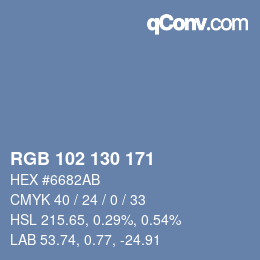 Farbcode: RGB 102 130 171 | qconv.com