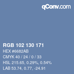 Código de color: RGB 102 130 171 | qconv.com