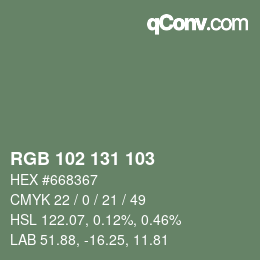 Color code: RGB 102 131 103 | qconv.com