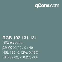 Color code: RGB 102 131 131 | qconv.com