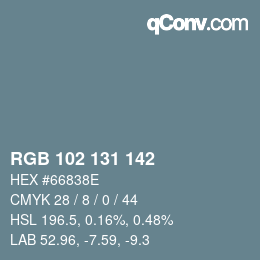 Color code: RGB 102 131 142 | qconv.com