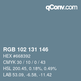 Color code: RGB 102 131 146 | qconv.com