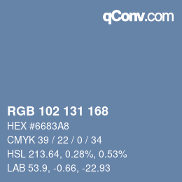 Color code: RGB 102 131 168 | qconv.com