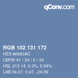 Color code: RGB 102 131 172 | qconv.com