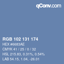 Color code: RGB 102 131 174 | qconv.com