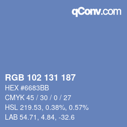 Color code: RGB 102 131 187 | qconv.com