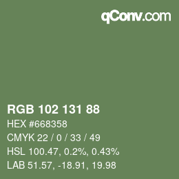 Farbcode: RGB 102 131 88 | qconv.com