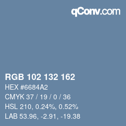 Color code: RGB 102 132 162 | qconv.com